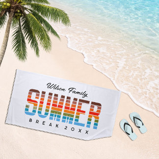 Toalha De Praia Linda Família Férias de Verão Praia Pôr do Sol