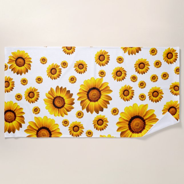 Toalha De Praia Lindas flores amarelas (Frente)