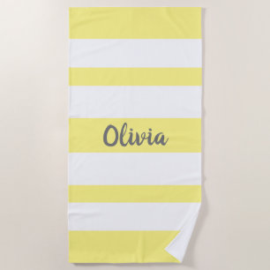 Toalha De Praia Linhagens Amarelas e Brancas Modernas Elegantes