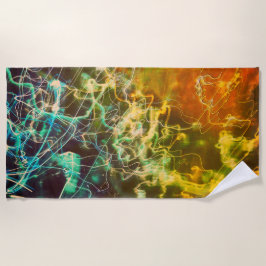 Toalha De Praia Linhas de Luz Elétrica Gradiente Abstrato.