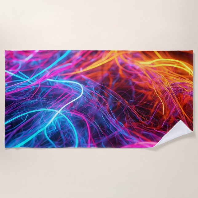 Toalha De Praia Linhas Neon (Frente)