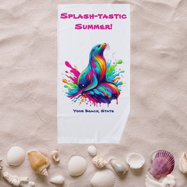 Toalha De Praia Lion do Mar Colorido (Colorful Sea Lion-Fisherman Core-Dopamine Dressing-Beach Towel-Summer Towel)