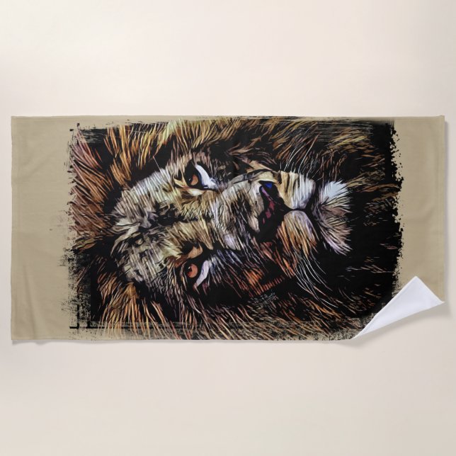 Toalha De Praia Lion grafite Beach Towel (Frente)