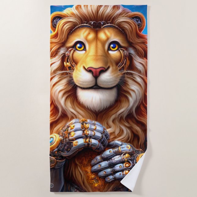 Toalha De Praia Lion Robot (Frente)