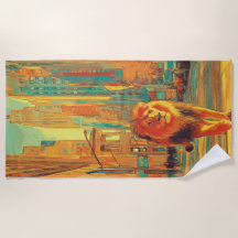 Lion Walking Through City Street Art