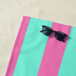 Toalha De Praia Listras cor-de-rosa e verdes estilo universitário