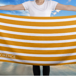 Toalha De Praia Listras de cabana amarela - personalizadas