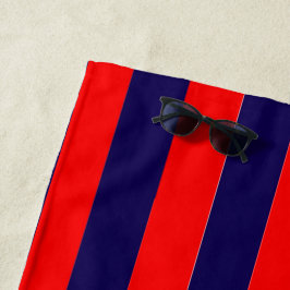 Toalha De Praia Listras de Cabana Vermelho e Azul-Marinho