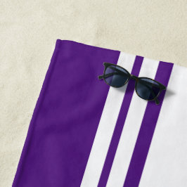 Toalha De Praia Listras de corrida na borda roxo real esportivo em