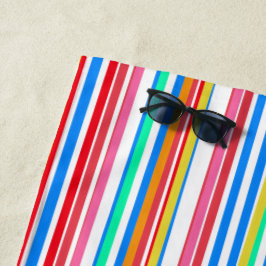 Toalha De Praia Listras de Verão Azul Vermelho Amarelo