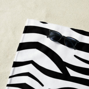 Toalha De Praia listras de zebra brancas e pretas e cinzentas