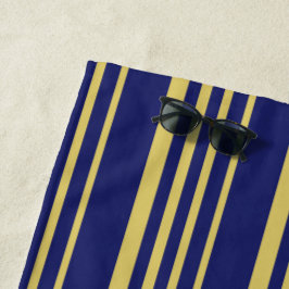 Toalha De Praia listras Douradas e marinhos, com padrão