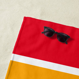 Toalha De Praia Listras largas e brilhantes laranja dourado branco