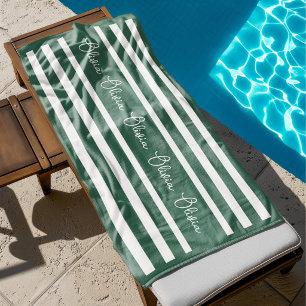 Toalha De Praia Listras Neutras Personalizadas Com iniciais Modern