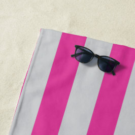Toalha De Praia Listras Rosa e Cinza