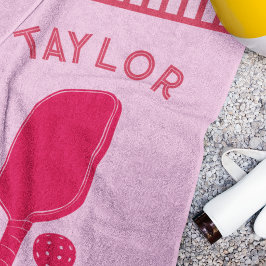 Toalha De Praia Listras Vermelhas e Rosas Pickleball Personalizado
