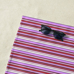 Toalha De Praia Listras vermelhas violetas fofas