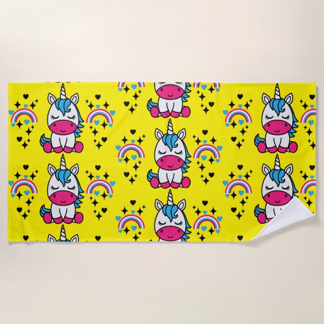 Toalha De Praia Little Girls Unicorn Pony (Frente)