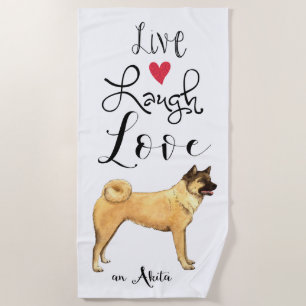 Toalha De Praia Live Laugh Love Akita