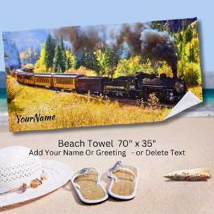 Toalha De Praia Locomotiva Do Motor De Comboio A Vapor - Adicione