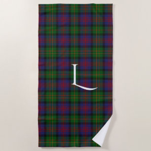 Toalha De Praia Logan Clan Tartan Xadrez Monograma Beach Towel