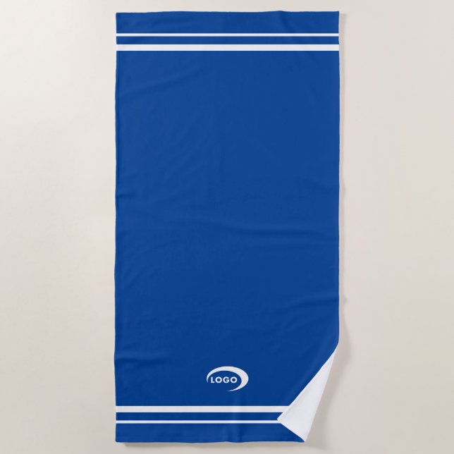 Toalha De Praia Logotipo Azul Moderno (Frente)