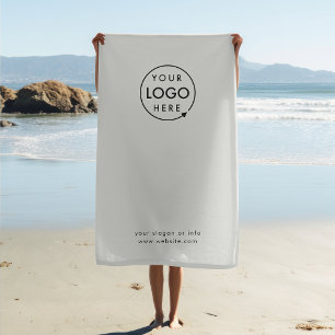Toalha De Praia Logotipo comercial Cinza Mínimo de Promocional