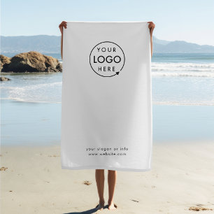 Toalha De Praia Logotipo comercial Mínimo branco simples e limpo
