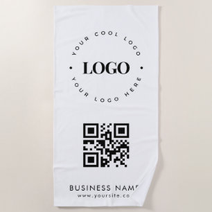 Toalha De Praia Logotipo comercial personalizado QR Code & Text Pr