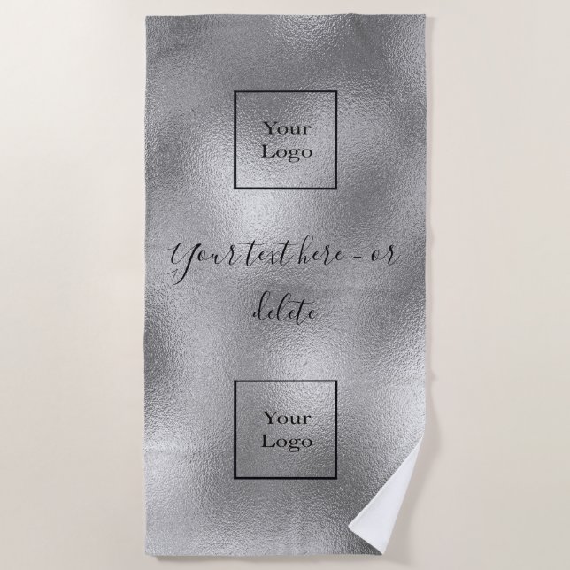 Toalha De Praia Logotipo da empresa em negrito prateado (Frente)