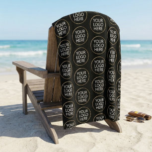 Toalha De Praia Logotipo de Empresa Preta Personalizado Profission