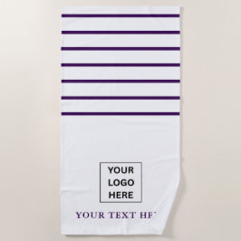 Toalha De Praia Logotipo e Texto Personalizados Simples e Minimali