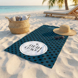 Toalha De Praia Logotipo Empresarial Azul Turquesa Minimalista Pon