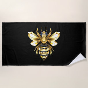 Toalha De Praia Logotipo Faux Gold Foil Polygonal da Abelha em Pre