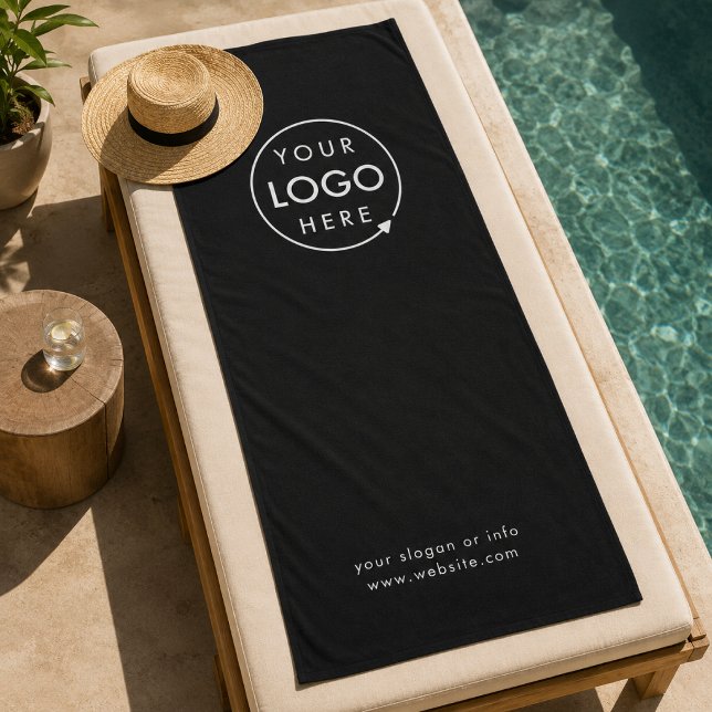 Toalha de Praia | Logotipo Personalizado à Beira d (Custom logo beach towel for resorts, pools, hotels, spas, and branded guest gifts)