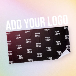 Toalha De Praia Logotipo simples de repetição Preto