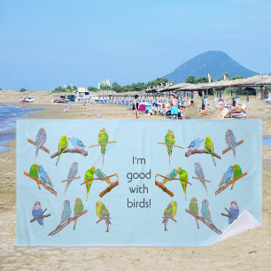 Toalha De Praia Lots of colorful parakeets - fun little birds