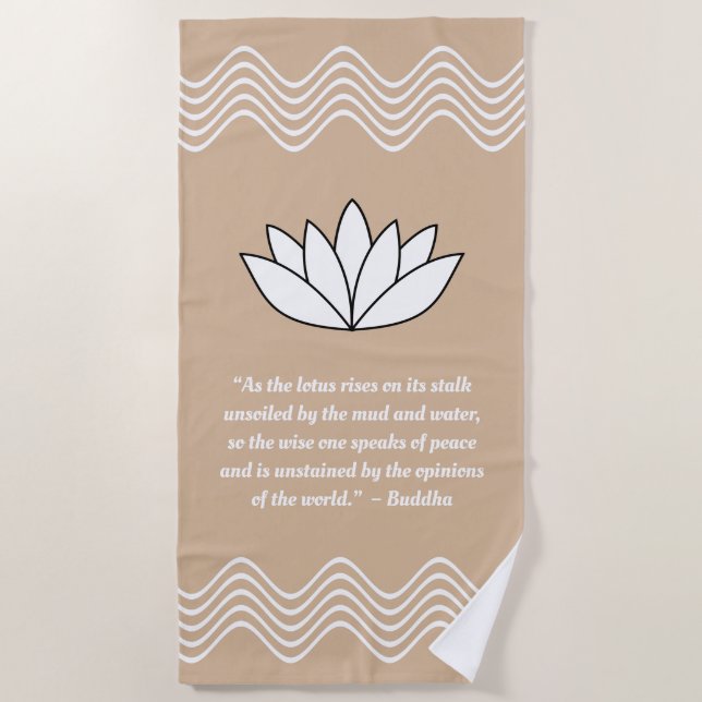 Toalha De Praia Lotus Flower e Buddha Quote Beach Towel (Frente)