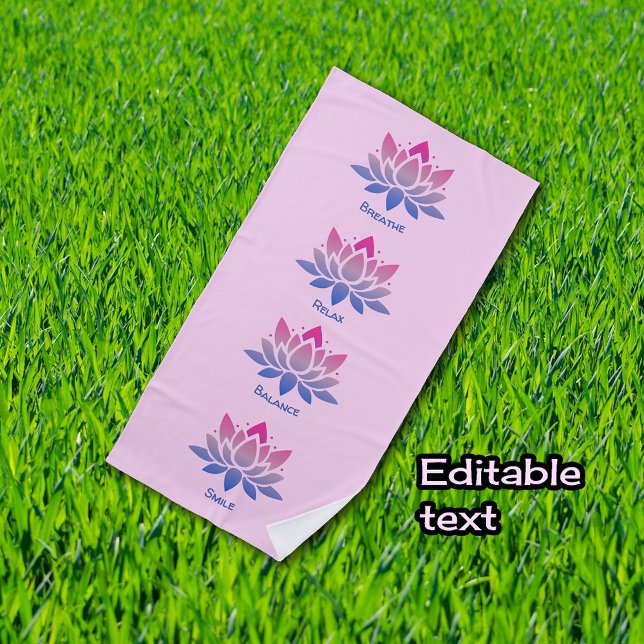 Toalha De Praia Lotus flower pink your text (Criador carregado)
