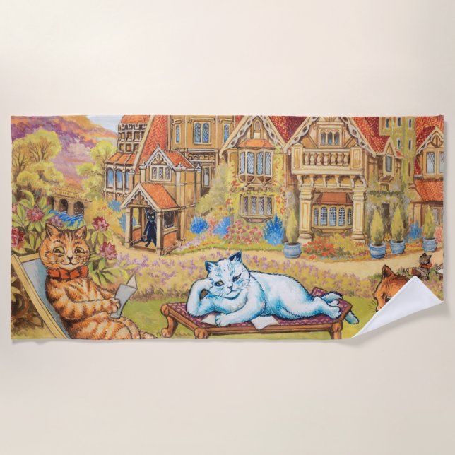 Toalha De Praia Louis Wain - Festa de chá de Verão (Frente)