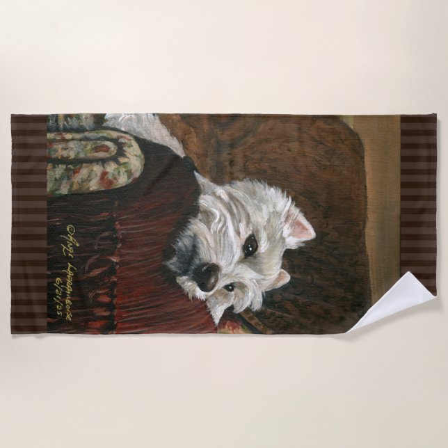 Toalha De Praia Lounging Westie em Sofa (Frente)