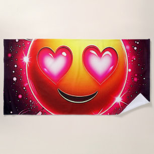 Toalha De Praia Love Sparkle Emoji Hearts