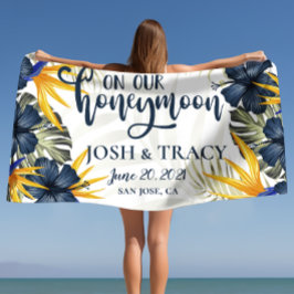 Toalha De Praia Lua de Mel Personalizada Tropical Chic de Casament