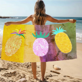 Toalha De Praia Luau Tiki de Abacaxi de Verão