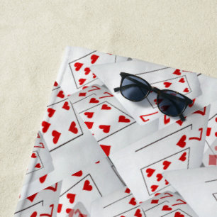 Toalha De Praia Lucky Sevens Diamantes E Cartões De Poker,