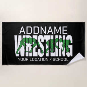 Toalha De Praia Luta Equipe ADD TEXT School Varsity Wrestler