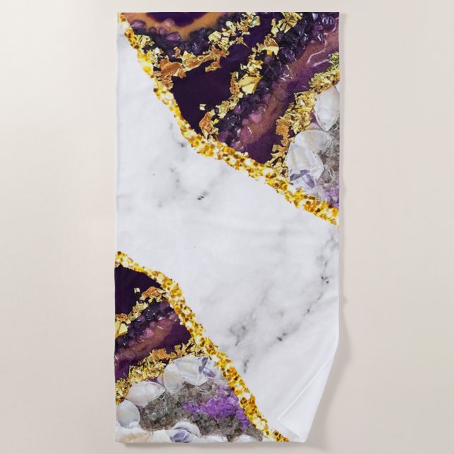 Toalha De Praia Luxo Interior Marble Stone Glitter (Frente)