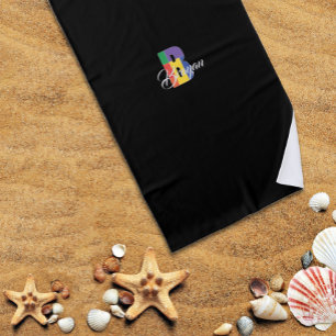 Toalha De Praia Luxuoso colorido inicial B nome preto mais fofo