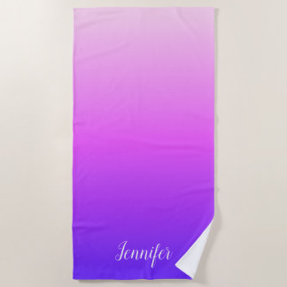 Toalha De Praia Luz e Rosa Quente Violeta Pessoal Ombre