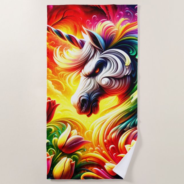 Toalha De Praia Mad Unicorn (Frente)
